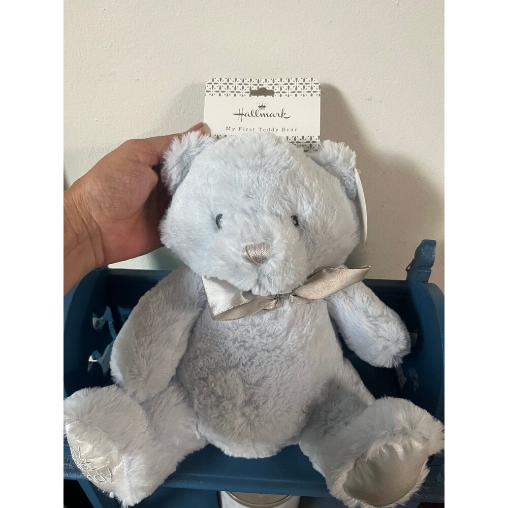 NEW Hallmark My First Teddy Bear Plush Pale Blue Lovey Baby Toy